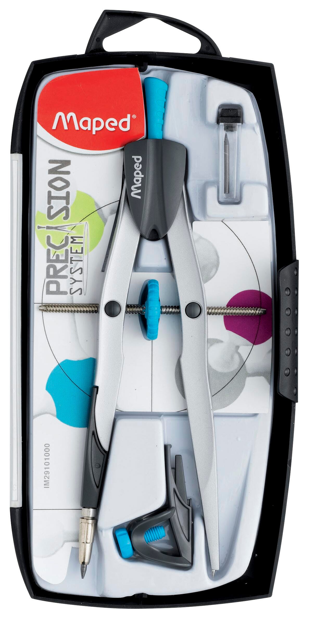 Maped Precision Bow Thumbwheel Compass 3 Piece Set, Assorted Colors, Item Number 2100981