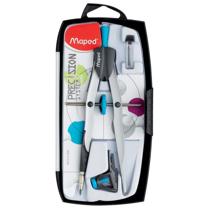 Maped Precision Bow Thumbwheel Compass 3 Piece Set, Assorted Colors