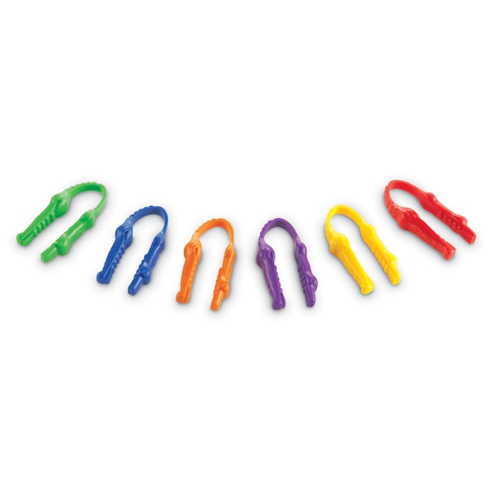 Learning Resources Gator Grabber Tweezers, Assorted Colors, Set of 12
