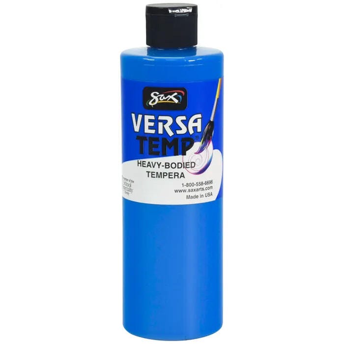 Sax Versatemp Heavy-Bodied Tempera Paint, 1 Pint, Fluorescent Blue Item Number 2028303