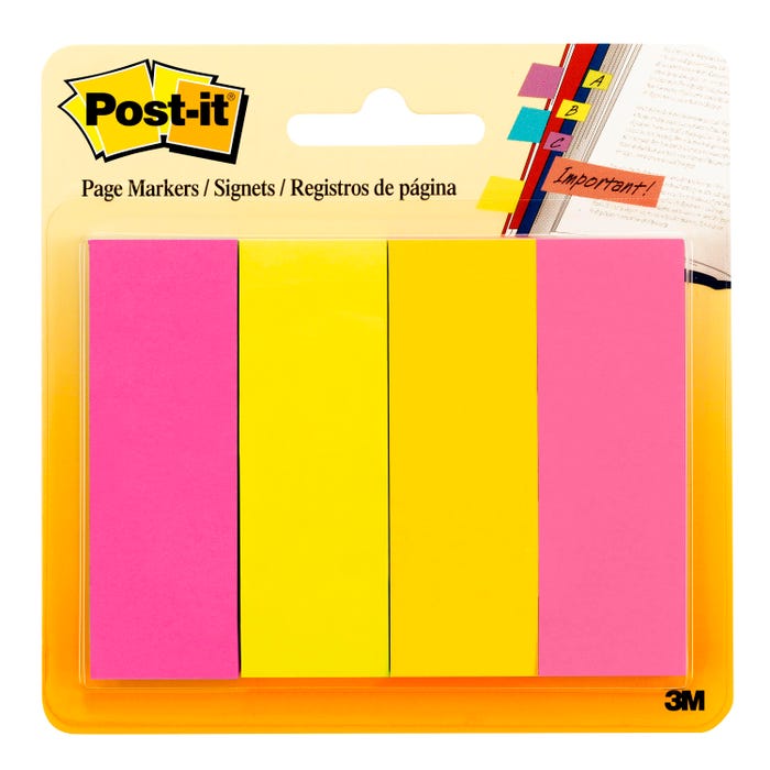 Post-it Page Markers, 1 x 3 Inches, Ultra Colors, Pad of 50 Sheets, Pack of 4