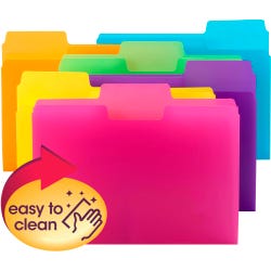 Smead Poly File Folder, Letter Size, 1/3 Cut Tabs, Assorted Colors, Pack of 18, Item Number 2049738