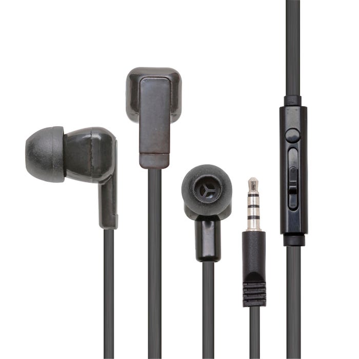 Califone E3T Earbuds with Inline Microphone, Volume Control, 3.5mm Plug, Black