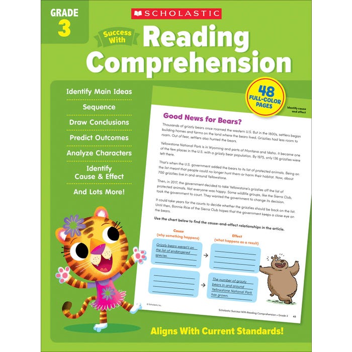 Scholastic Workbook Success With Reading Comprehension, Grade 3