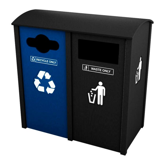 Berkeley 32 Gallon Sideload Double Recycle Station, Curve Top, 39 x 21 x 46 Inches