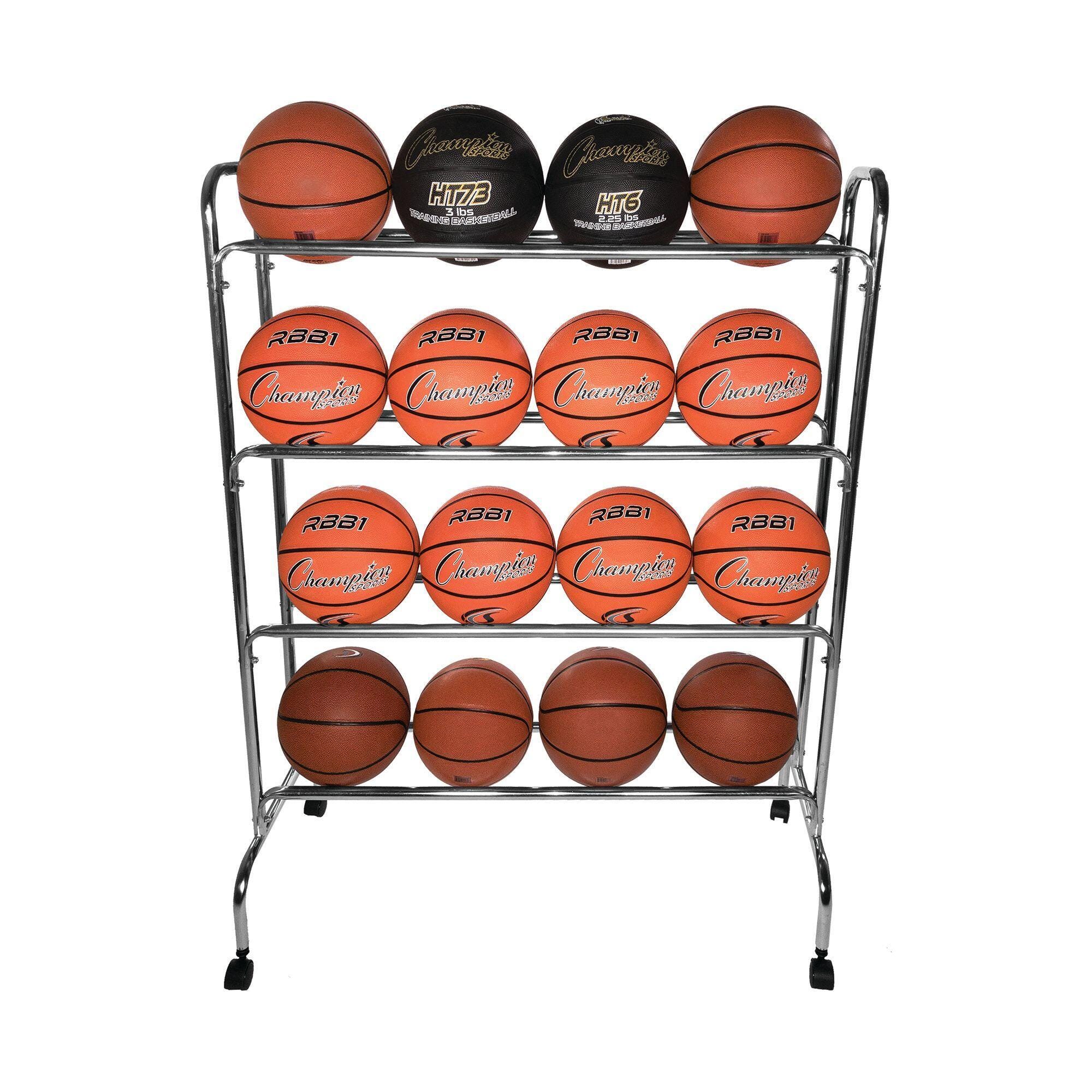 Champion Sports Wide-Base 4-Tier Ball Rack, 43 x 9-1/2 x 39 Inches, Steel 2120591