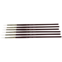 Image for Sax Optimum White Synthetic Taklon Paint Brushes, Round, Size 2, Set of 6 from School Specialty