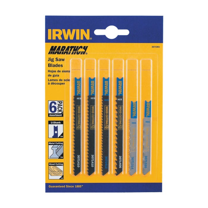 Irwin 6-Piece U-Shank Jig Saw Blade, Assorted Size