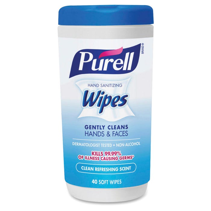 Purell Hand Sanitizing Wipes, Clean Scent, 40 Sheet Container, Pack of 6