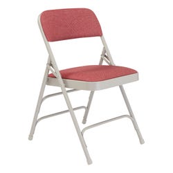 National Public Seating 2300 Premium Folding Chair, Majestic Cabernet Fabric, Grey Frame, Set of 4, Item Number 2051333