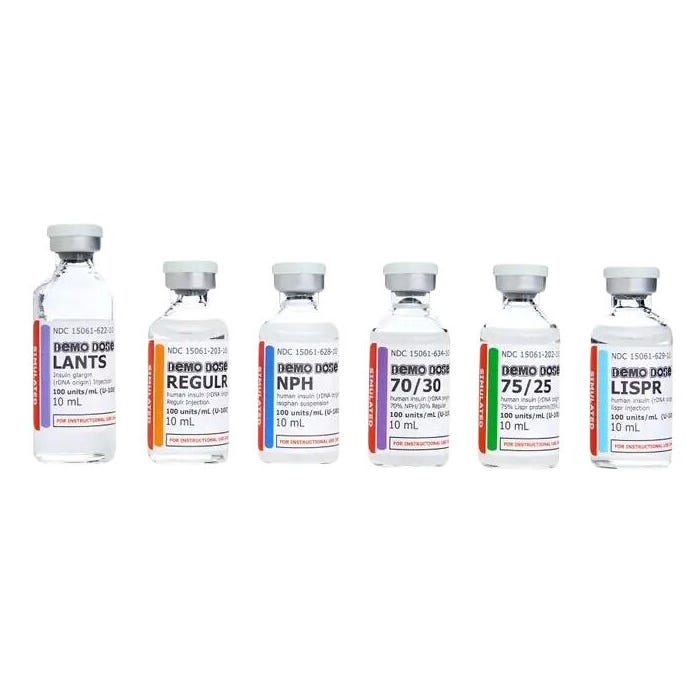Demo Dose Insulin, Assorted Vials, Set of 6