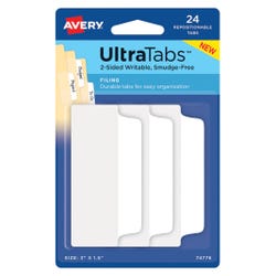 Avery Repositionable UltraTabs, 3 x 1-1/2 Inches, White, Pack of 24 2006215