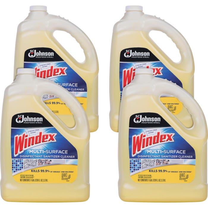 Windex Multi-Surface Disinfectant Sanitizer Cleaner, 1 Gallon, Case of 4