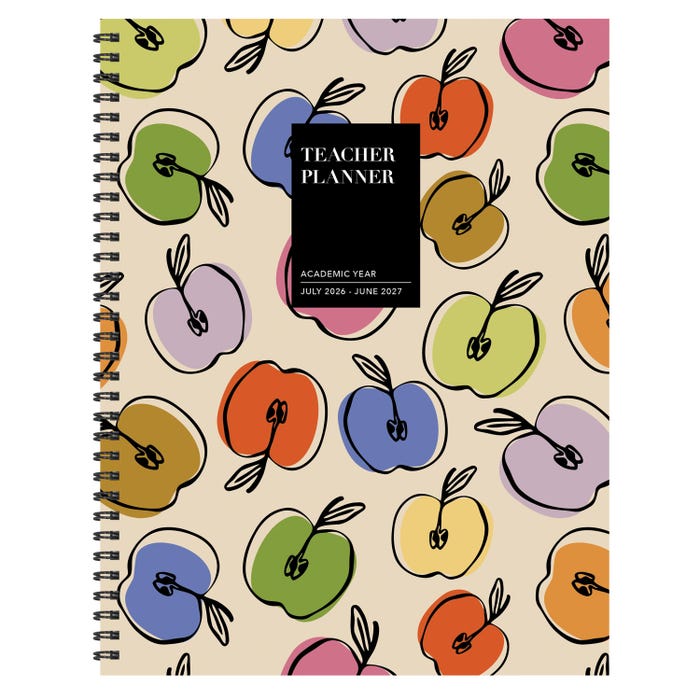 TF Publishing Teacher & Home School Lesson Planning Book, July 2026 to June 2027, 9 x 11 Inches, Apples