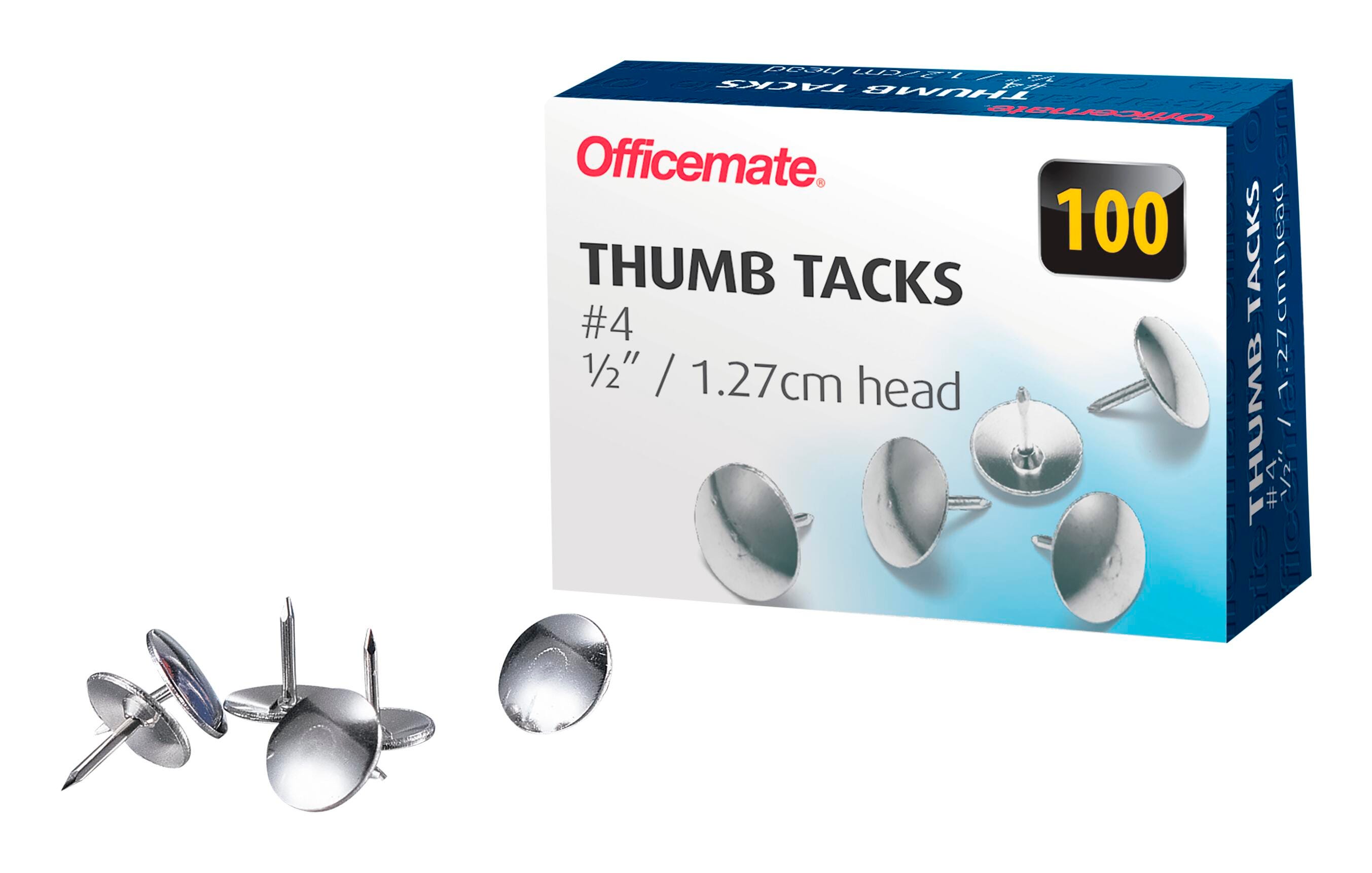 Officemate 1/2 Inch Head Thumb Tacks, Box of 100, Item Number 2093517