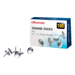 Officemate 1/2 Inch Head Thumb Tacks, Box of 100, Item Number 2093517