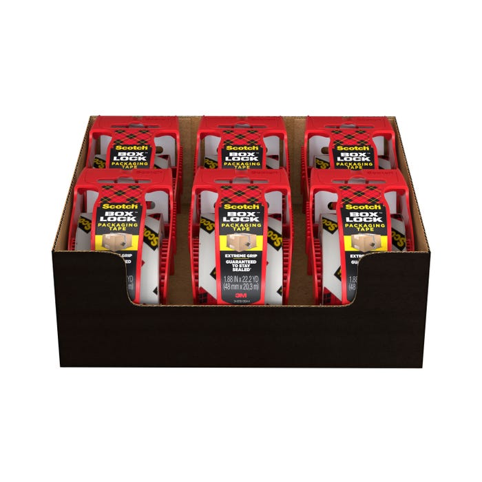 Scotch Box Lock Packaging Tape, 1.88 Inches x 22-1/5 Yards, Pack of 6