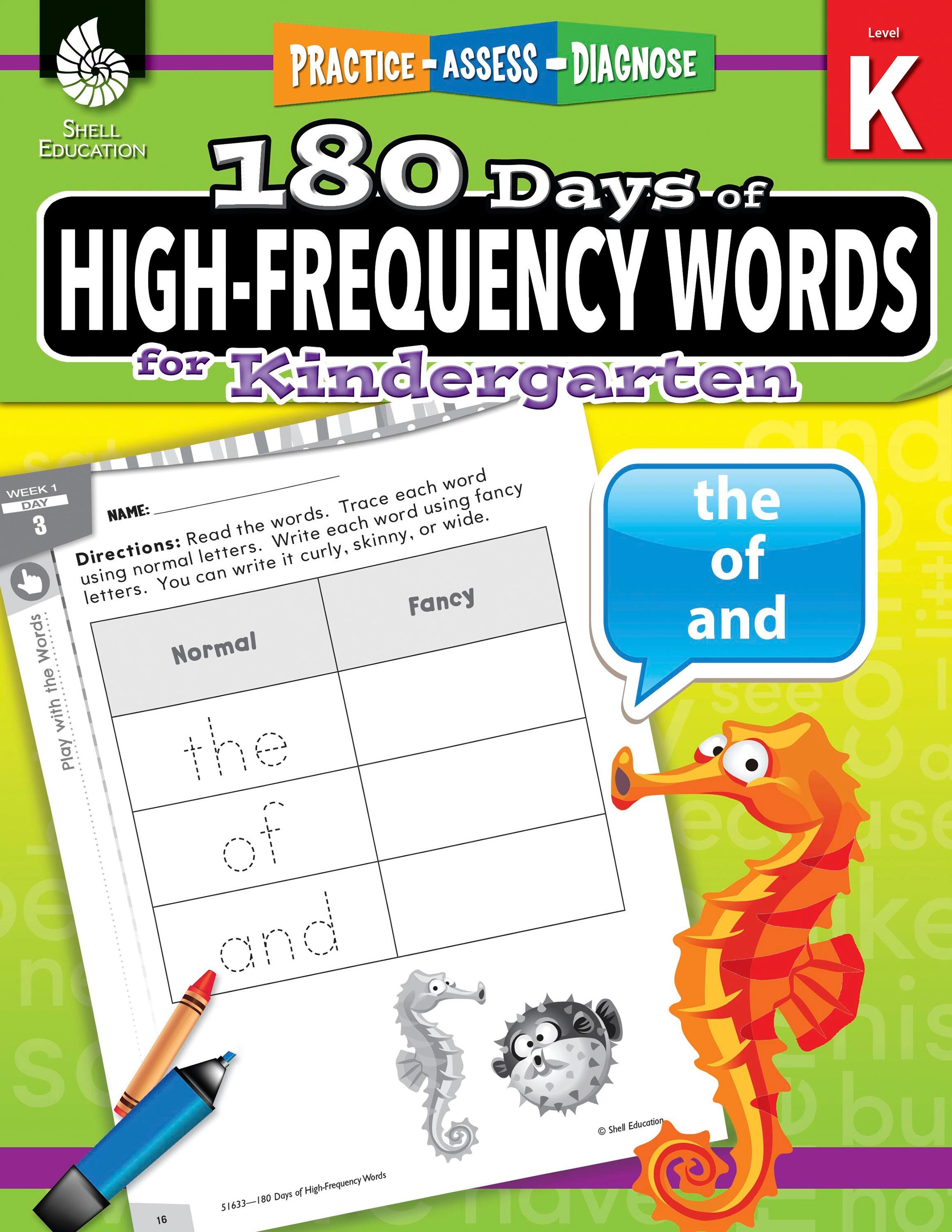 Image for Shell Education 180 Days of High-Frequency Words for Kindergarten from School Specialty