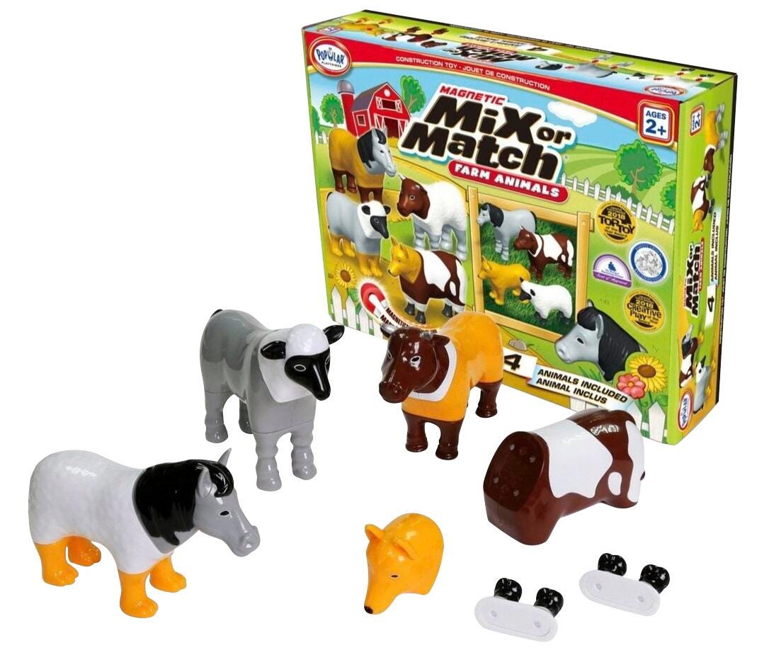 Popular Playthings Mix or Match Animals, Farm Animals, Set of 16, Item 2024291