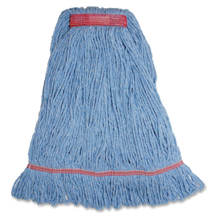 Genuine Joe Synthetic Blend Narrow Band Large Mophead, Blue, Pack of 12