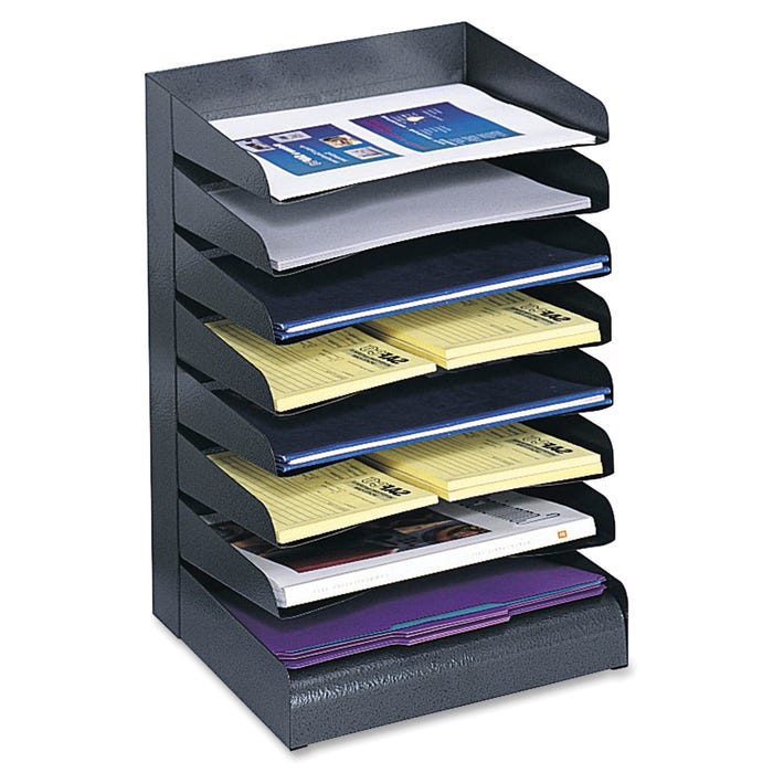 Safco Steel Slanted Desk Tray Sorter, 8-Tier, 12 x 9-1/2 x 17-3/4 Inches, Black