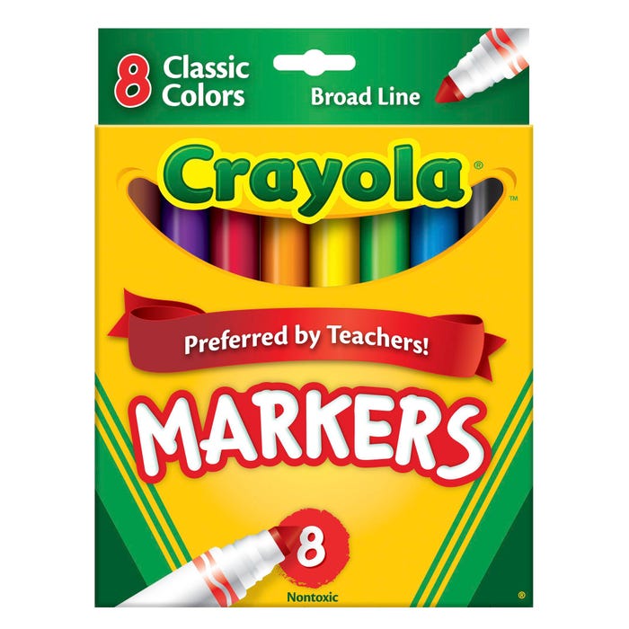 Crayola Markers, Broad Line, Assorted Classic Colors, Set of 8