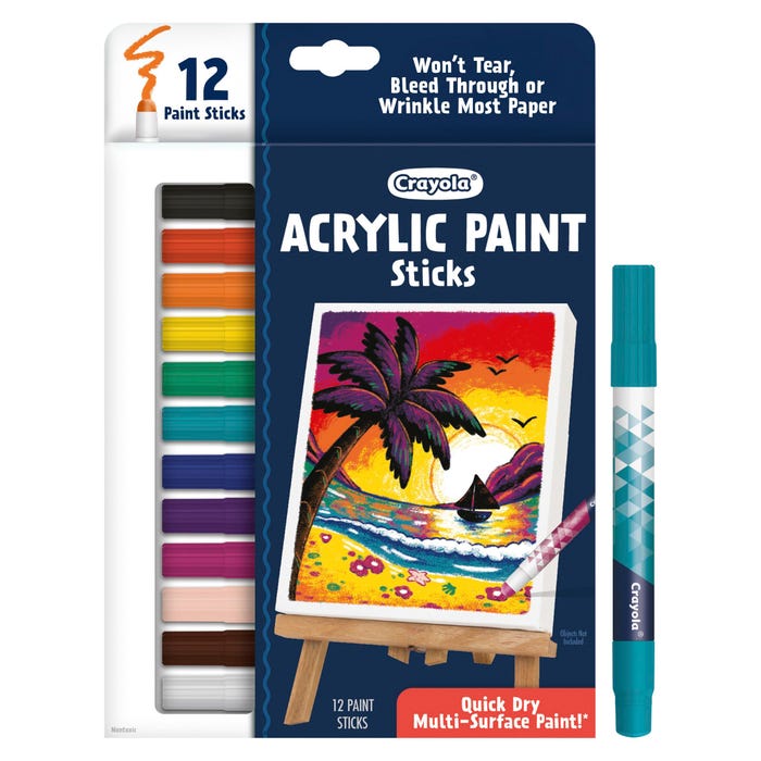 Crayola Acrylic Paint Sticks, Assorted Colors, Set of 12