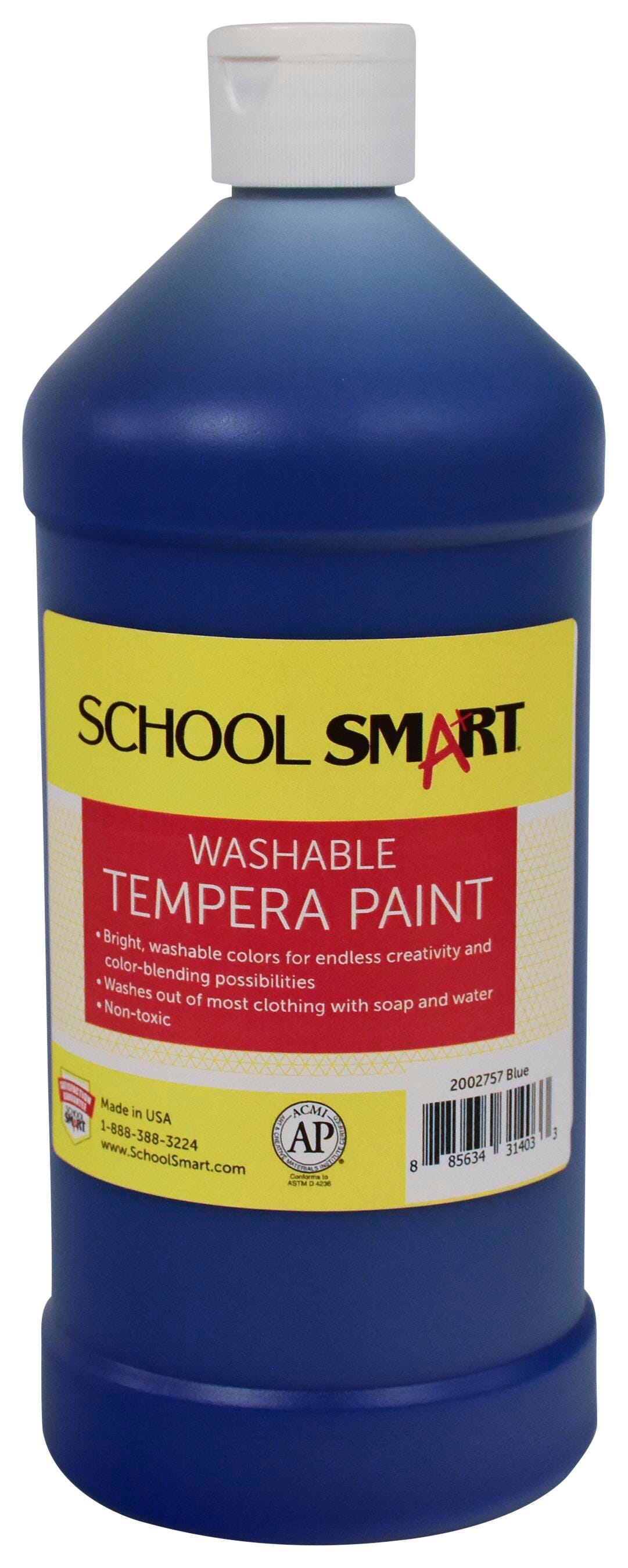 School Smart Washable Tempera Paint, Blue, 1 Quart Bottle 2002757