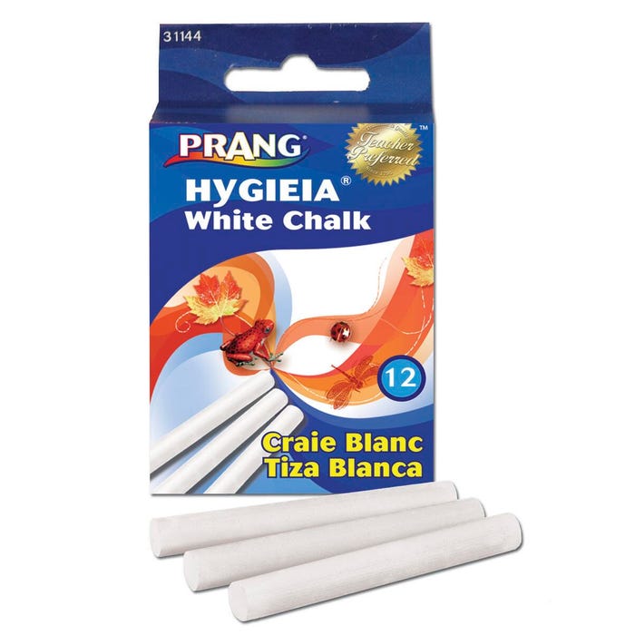 Prang Hygieia Dustless Chalkboard Chalk, Pack of 12, White