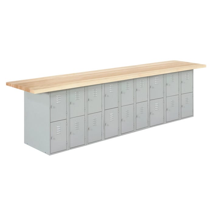 Diversified Woodcrafts Wall and Island Bench, 10 Ft x 24 x 32-3/4 Inches, Gray Finish