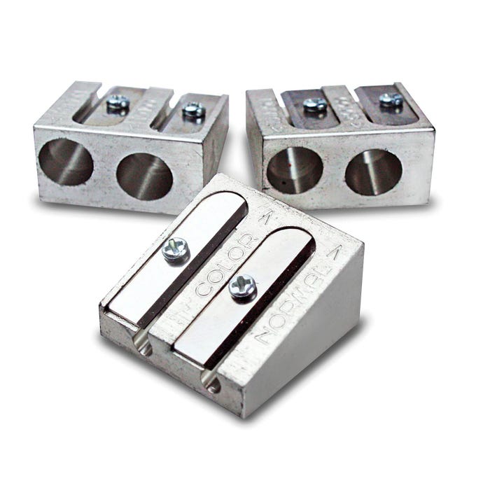 The Pencil Grip Inc Eisen All-Metal 2-Hole Standard and Colored Pencil Sharpener, Silver