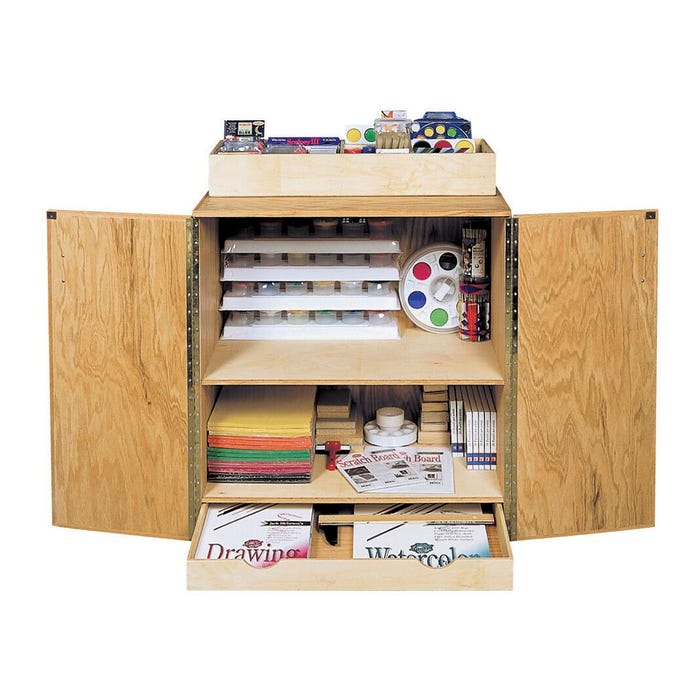 Best Teacher's Art Cart, 36 W x 24 D x 41-1/4 H in, 130 lb, Oak