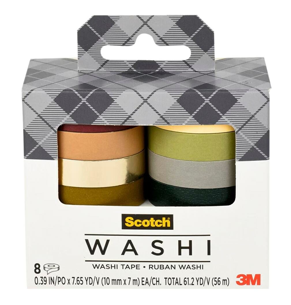 Image for Scotch Washi Tape, Earth Tones, Pack of 8 from School Specialty