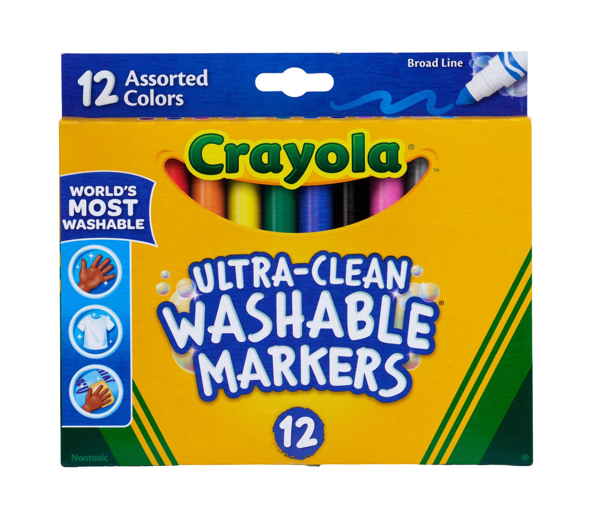 Image for Crayola Ultra-Clean Washable Markers, Broad Line, Assorted Colors, Set of 12 from School Specialty