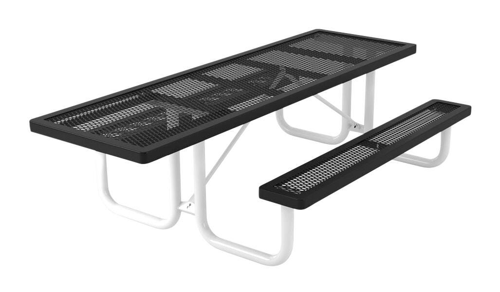 Superior Site Amenities Portable Rectangular Table, 2 Attached Seats, Rounded Corners, 96 Inches 4001404