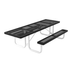 Superior Site Amenities Portable Rectangular Table, 2 Attached Seats, Rounded Corners, 96 Inches 4001404