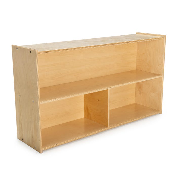 Childcraft ABC Furnishings 2-Shelf 3-Compartment Storage Unit for Classrooms, Wooden, 48 x 13 x 27-3/8 Inches