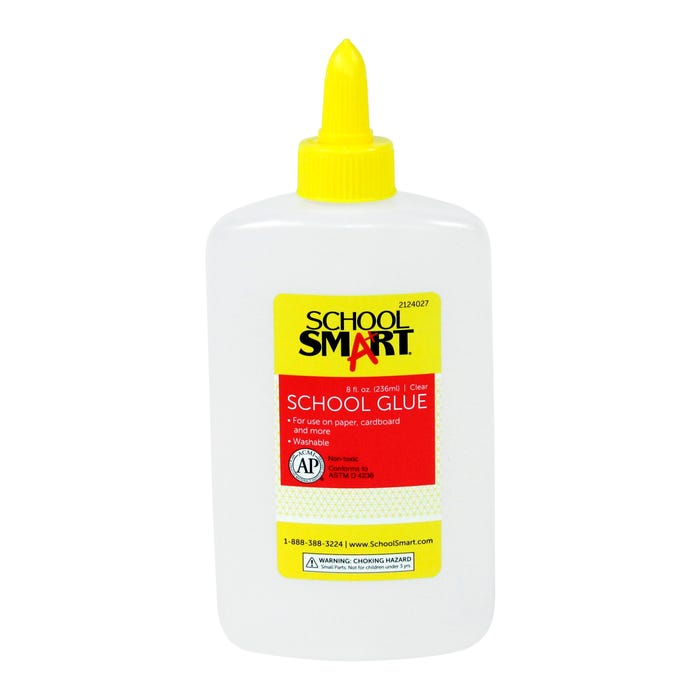 School Smart Washable School Glue, 8 Ounce Bottle, Clear