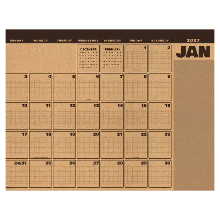 TF Publishing 2027 Large Desk Pad Monthly Blotter Calendar, 17 x 22 Inches, Trail + Timber