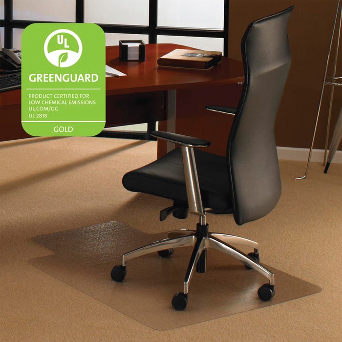 Floortex Low/Medium Pile Polycarbonate Chair Mat, Lip 20 x 10 Inches, 48 x 53 Inches, Clear