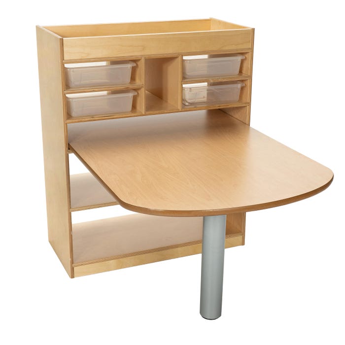 Childcraft STEM Collaboration Table and Storage Unit with 4 Translucent Flat Trays, 30 x 41-3/4 x 36 Inches