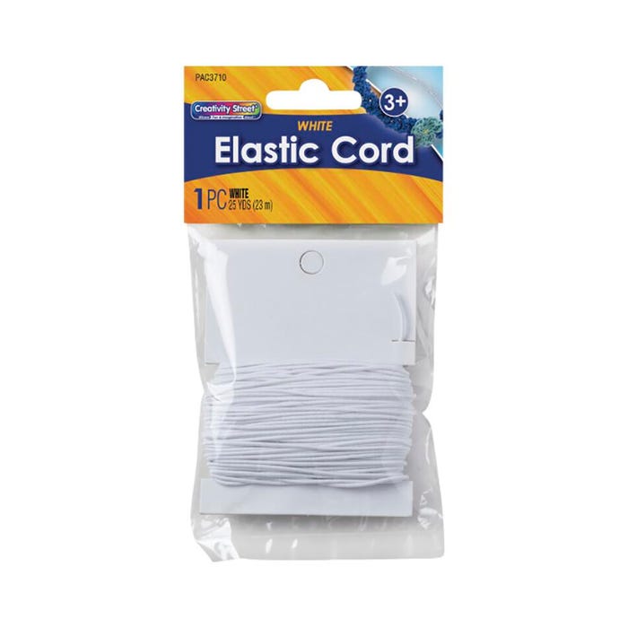 Creativity Street Elastic Cord, 1.2 mm x 25 Yards, White