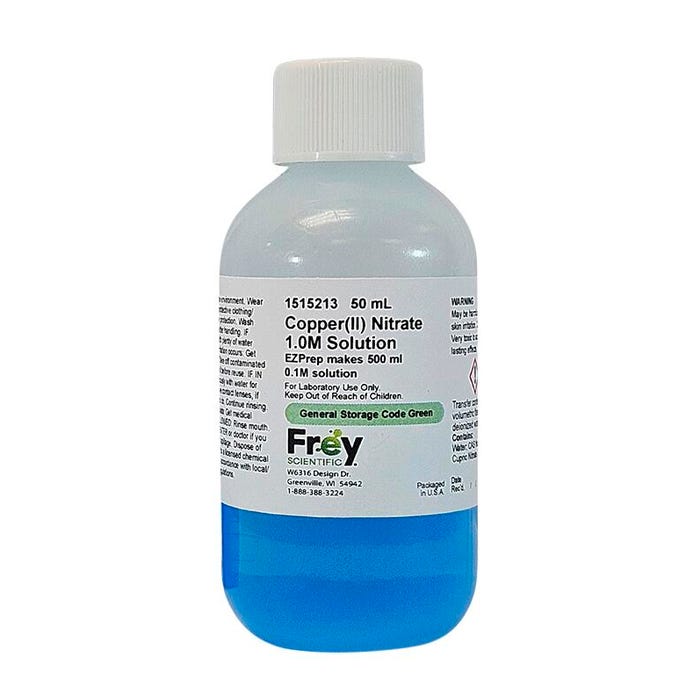 Frey Scientific Copper (II) Nitrate, 0.1M Solution, Lab Grade, 50mL