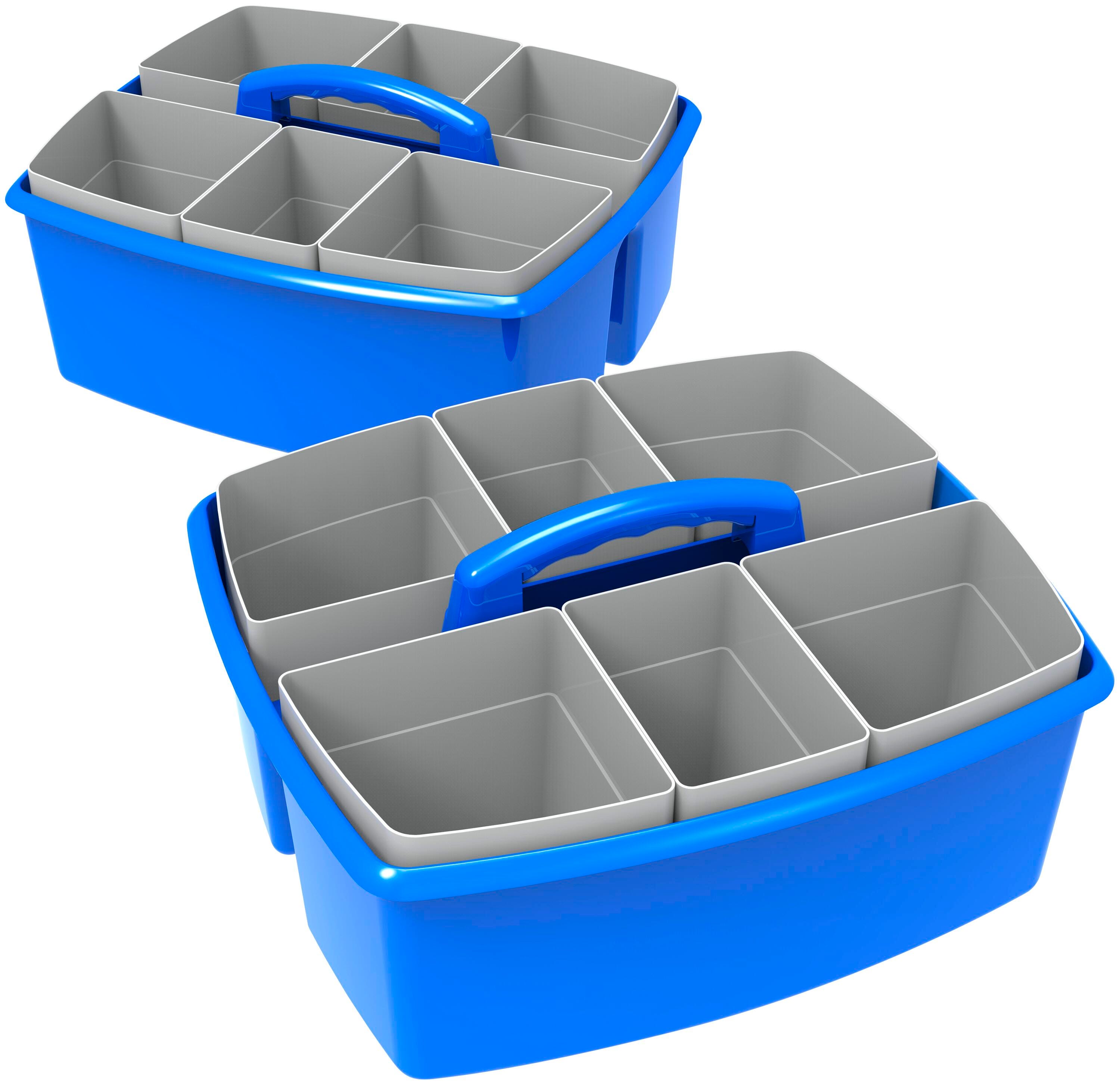 Image for Storex Large Caddy with Sorting Cups, 13 x 11 x 6-3/8 Inches, Blue, Pack of 2 from School Specialty