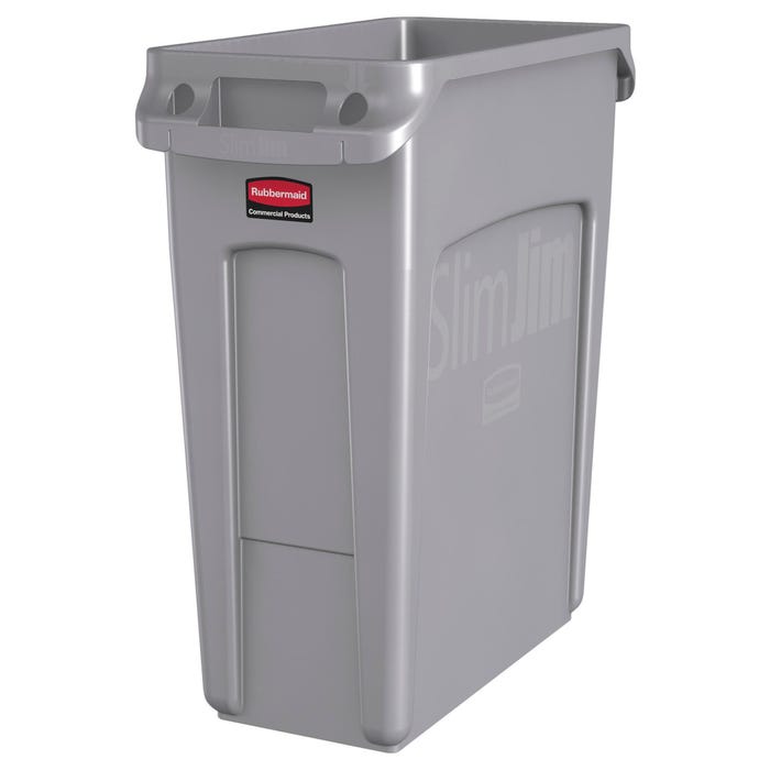 Rubbermaid Commercial Slim Jim Vented Recycling Container, Plastic, 16 Gallon, Gray