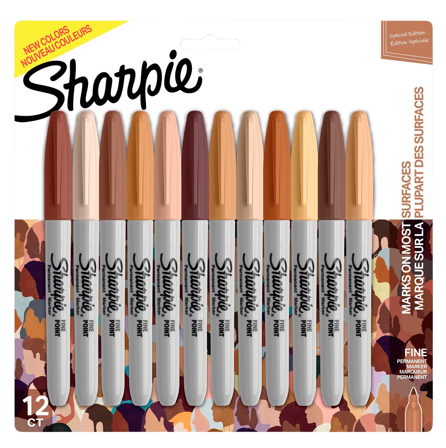 Sharpie Permanent Markers, Fine Point, Portrait Colors, Pack of 12 2102343