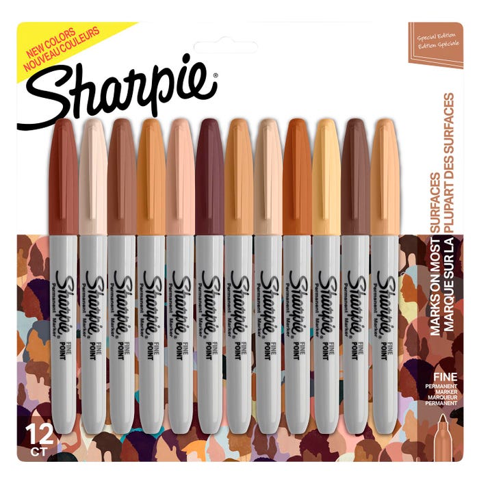 Sharpie Permanent Markers, Fine Point, Portrait Colors, Pack of 12