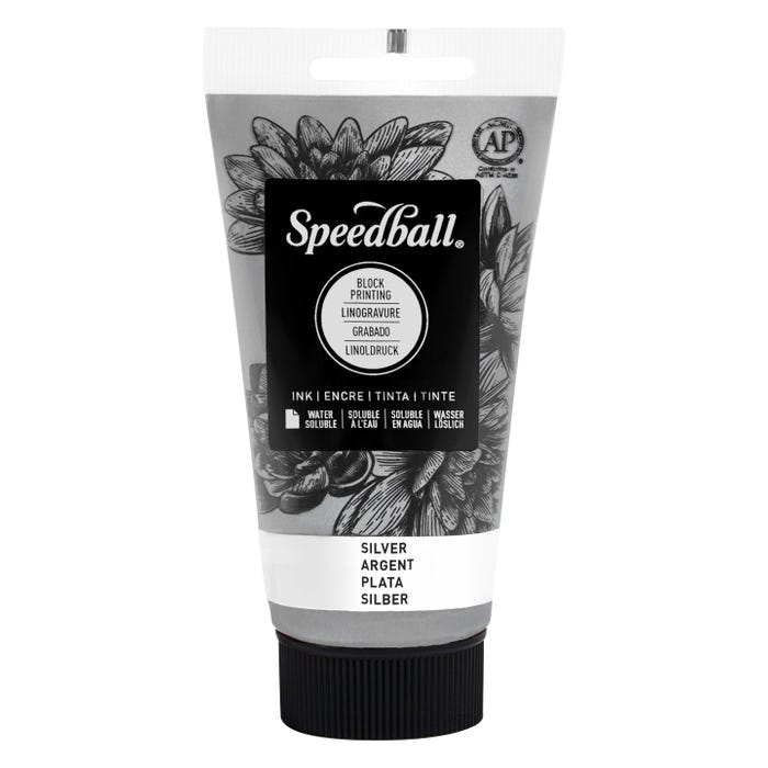 Speedball Water Soluble Block Printing Ink, Silver, 2-1/2 Ounces