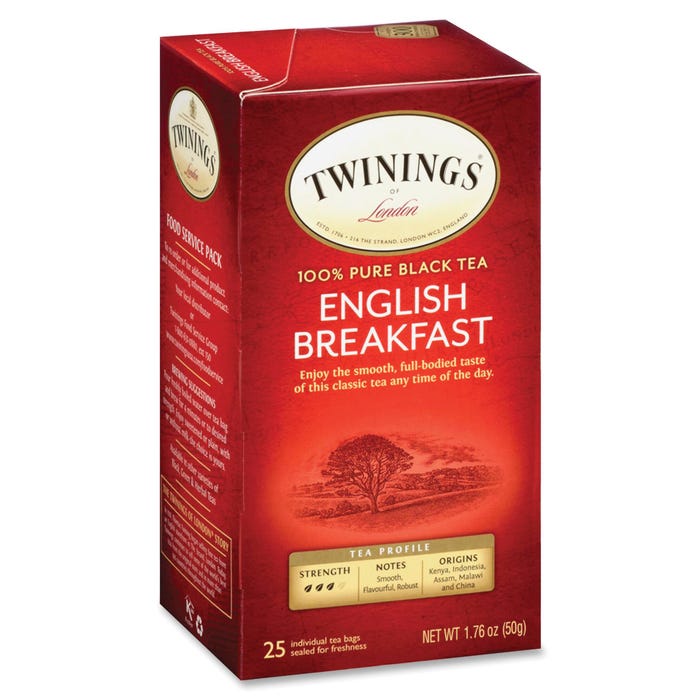 Twinings English Breakfast Black Tea, 1.76 oz, Pack of 25
