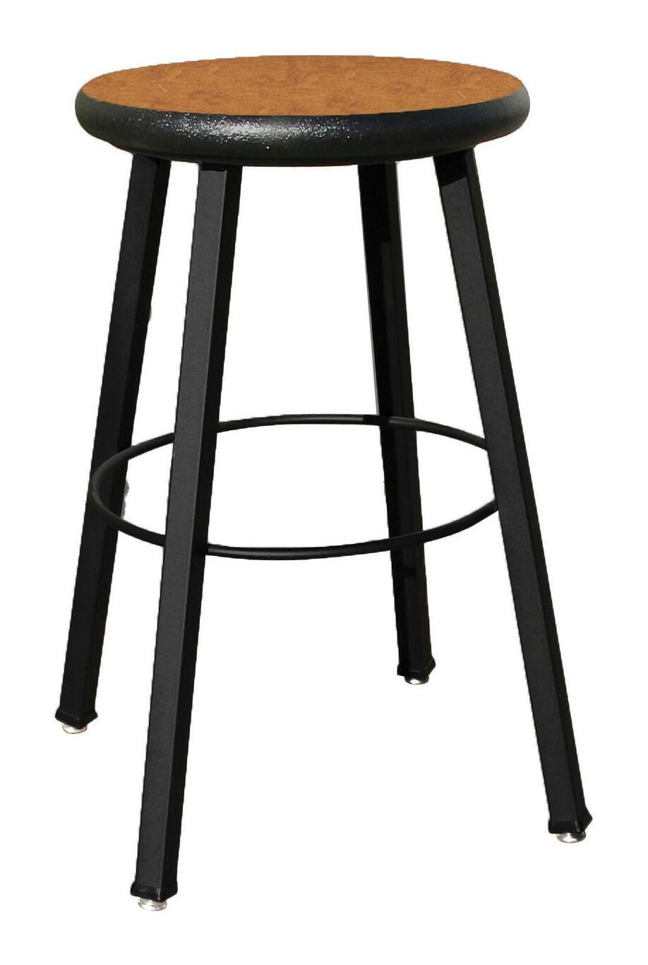 Wisconsin Bench 4-Leg Fixed Height Fully Welded Square Tube Stool, 24 in Seat, Hardwood Seat 1395697